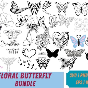 Floral Butterfly SVG Bundle,Butterfly SVG,Layered Svg,Flying Butterflies Png,Butterfly Cut file,Butterfly Clipart,Silhouette