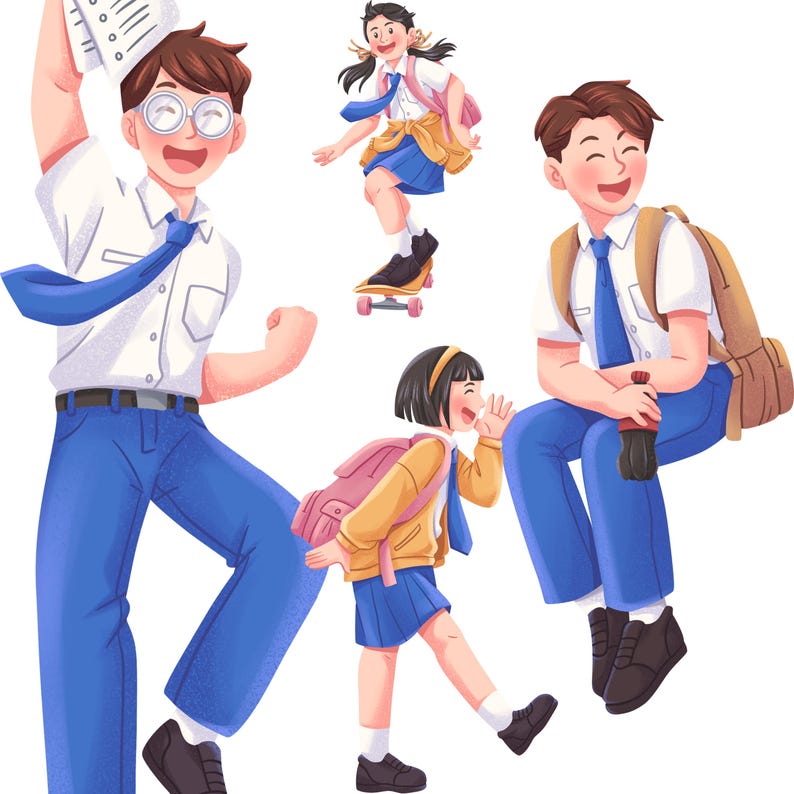 Back to School Clipart Bundle: Classroom PNG Illustrations (digital ...