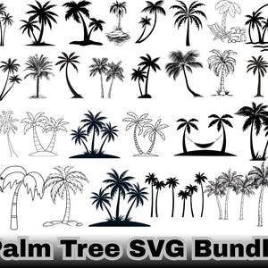 Palm Tree SVG Bundle,alm Tree Clipart,Coconut Palm Tree, SVG PNG,Tropical Palm Silhouettes,Palm Tree Cut Files For Circut,Beach Life Svg