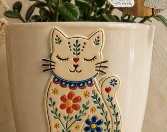 Tampon et emporte-pièce en argile représentant un chat, outil botanique pour céramique, tampon à gaufrer pour poterie