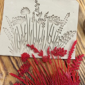 Flexstamp™ – Flexible Clay Stamp | Botanical Wildflower Grass Texture | Organic Meadow Pattern image 7