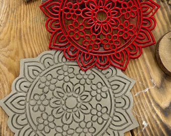 Flexstamp™ Floral Mandala Stamp | Flexible Clay Stamp | Large Flower Texture