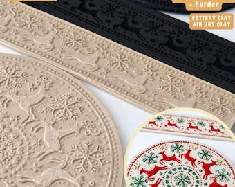 Deer Christmas Texture Mat Set | Flexible Texture Clay And Soap Tools