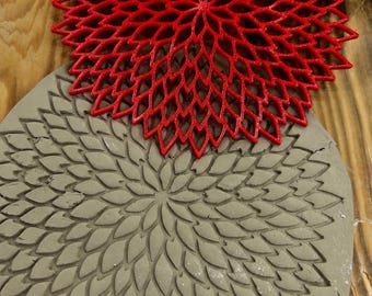 Tampon Flexstamp™ Mandala Dahlia | Tampon en argile flexible | Grande texture florale