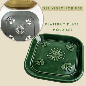 Platera ™ Spanische Fliesenplattenform Set: Granatapfelblatt-Musterhersteller (20 cm)