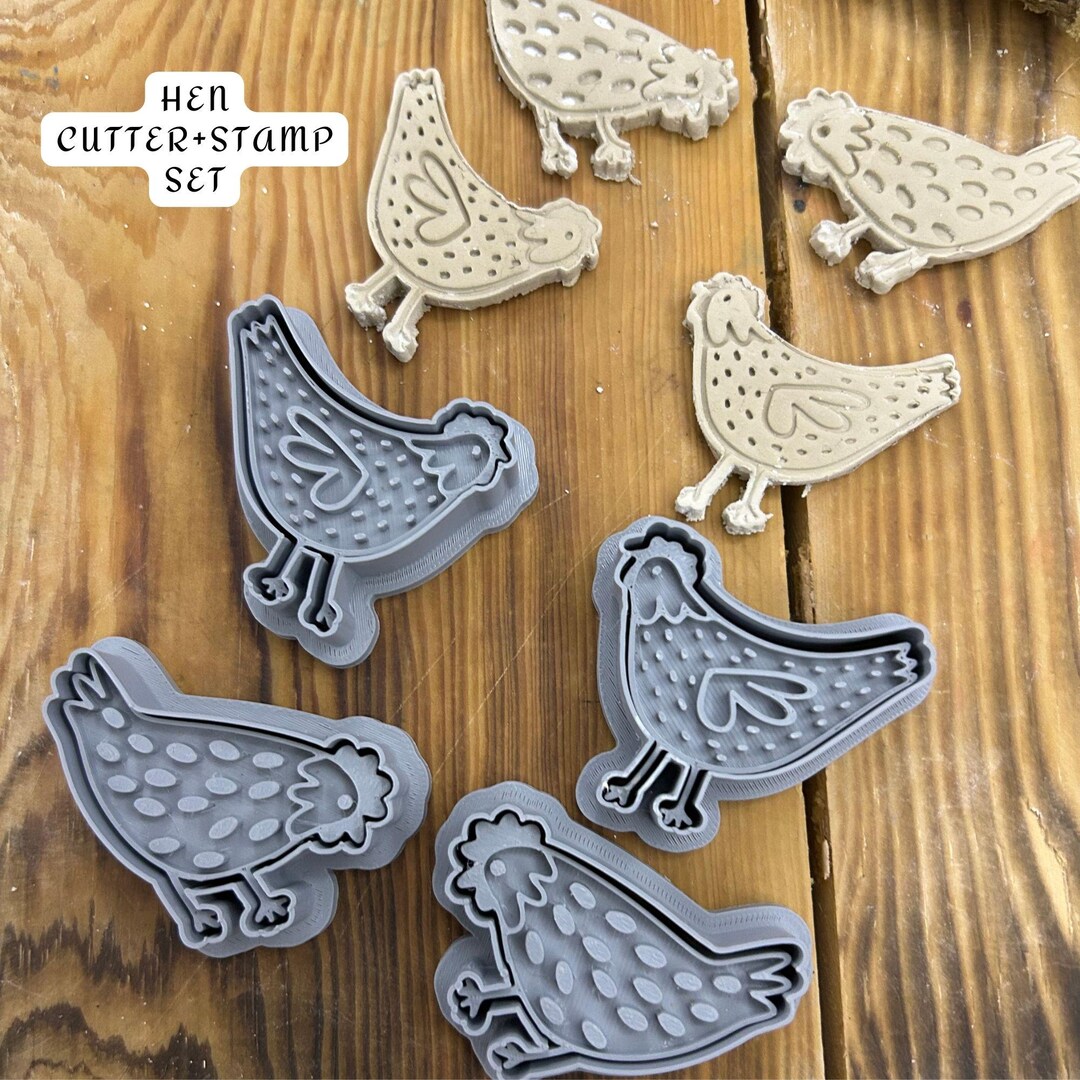 Hen Stamp Set: Hen Stamps for Clay, Pottery, Soap,clay Magnet - Etsy