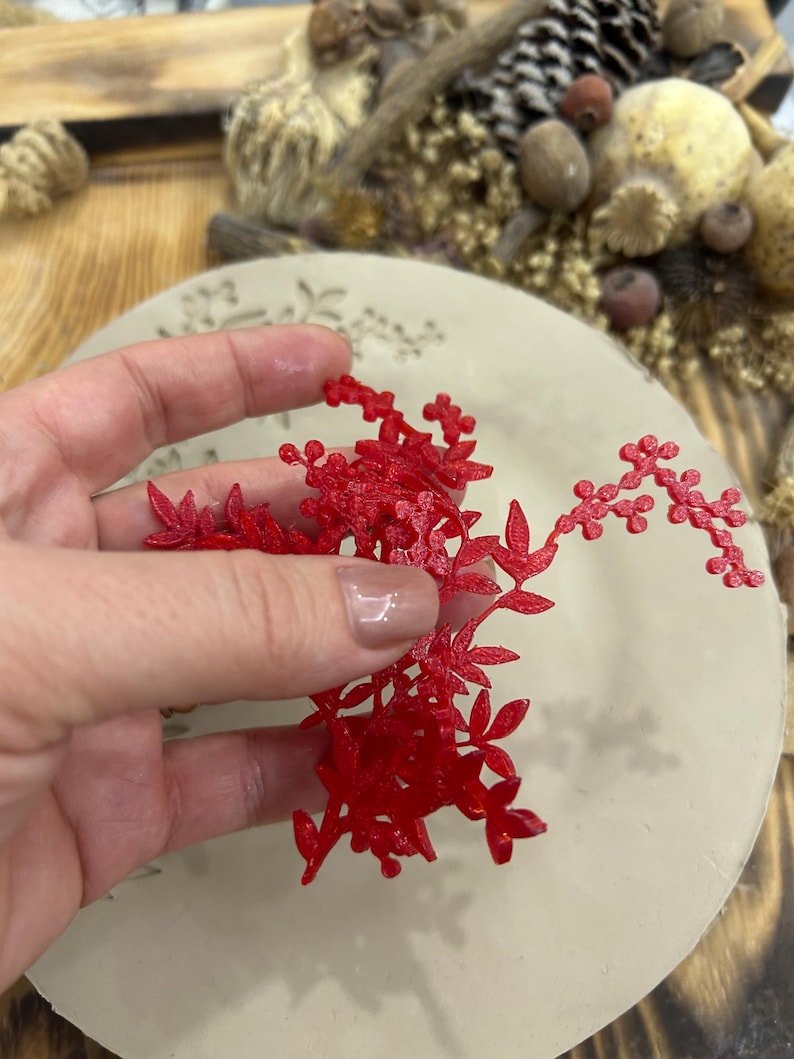 Flexstamp™ – Flexible Clay Stamp | Botanical Berry Branch Pattern – Deep Detail Texture Tool image 9