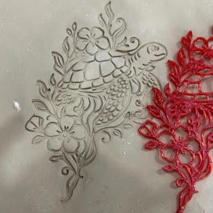 Flexstamp™ Flexible Clay Stamp – Floral Sea Turtle Pattern– Deep Detail Texture Tool