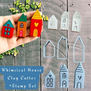 ウィムジカルハウス クレイカッター＆スタンプセット：ポリマークレイのジュエリー、オーナメント、マグネット