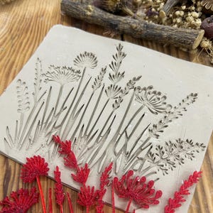 Flexstamp™ – Flexible Clay Stamp | Botanical Wildflower Grass Texture | Organic Meadow Pattern image 8