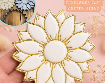 Tampon de coupe en argile tournesol, outil botanique en pâte polymère, texture détaillée
