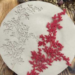 Flexstamp™ – Flexible Clay Stamp | Botanical Berry Branch Pattern – Deep Detail Texture Tool image 3