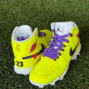 Bright Custom Cleats | Hand-Painted Jordan 1s | Baseball/Softball Shoes