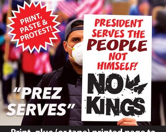 No Kings Hands Off Protest Sign "Serve the People"