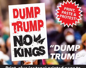 No Kings Hands Off Protest Sign "Dump Trump"