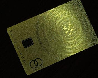 Tarjeta metálica dorada: accesorio de lujo para cartera, grabado personalizado (latón).