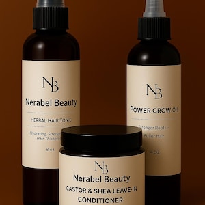 Rapid Hair Renewal Set – Herbal Hair Tonic, Power Grow Oil & Castor Shea Leave-In Conditioner | Thicker, Stronger, Moisturized Hair