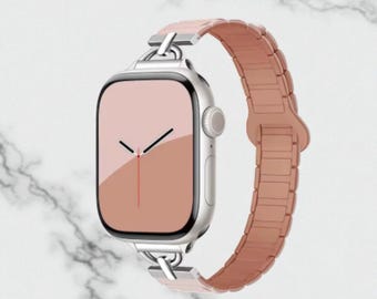 Slim Magnetic Silicone Apple Watch Band: Handmade Women&#39;s iWatch Strap