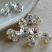 12 Crystal AB Czech Rhinestone Silver Rondelles, Bead Caps, 6mm Sparkly