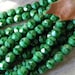 Faceted Round Beads, Green Czech Glass, Firepolished 6mm Beauties, Full Strand of 25