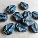Glass Trilobite Beads, Oceanic Fossil Look, Black with Turquoise Blue Color Finish, Opaque, Czech Glass, 13 x 11mm, 10 Beads