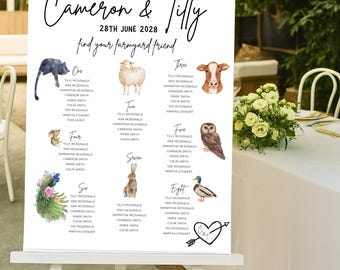 Animal Wedding Seating Chart, Barn Wedding Table Plan (Digital Download)