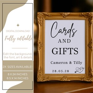 Cards and Gifts Wedding Sign | Printable Wedding Table Sign | Editable Gift Table Sign | Rustic Reception Decor | Instant Download- Richie