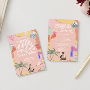 Ibiza Hen Do Invitation Itinerary Template | Editable Digital Download | Pink & Fun Bachelorette Weekend Planner | Canva Hen Party Invite