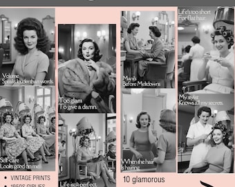 Vintage Prints, Salon decor, Digital Art Prints, 1950s Retro Girls Prints, Retro Decor, 1950s theme Prints