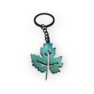 Teal Maple Leaf Keychain