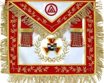 Avental Maçônico do Grande Sumo Sacerdote do Arco Real com Coroa Bordada à Mão