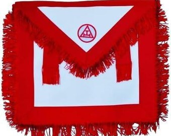 Avental Maçônico para Membro do Capítulo do Arco Real - Avental Vermelho com Franjas e Borlas para Maçons do Arco Real