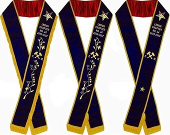 Conjunto de Faixas de Veludo Roxo para Maçonaria, Capítulo Lemon, Maçonaria, Ex-Matrona, Ordem da Estrela do Oriente (PM), 3 Estilos de Faixas Bordadas à Mão