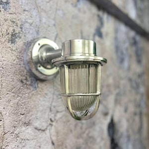 Applique murale vintage de style industriel | Verre nervuré et luminaire pour cage | Applique d&#39;extérieur marine | Applique murale de style classique| Lampe de navire 1 pièce