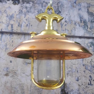 Brass & Copper Nautical Pendant Light | Hanging Ceiling Lamp | Retro Hanging Brass Lantern | Coastal Style Ceiling Light | Ship Light 1pc.