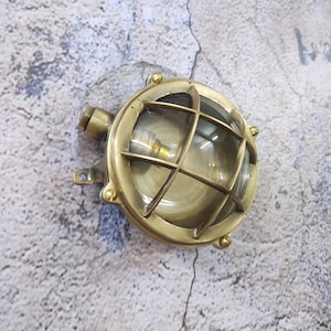 Industrial Style Dome Small Brass Light | Ceiling & Wall Mount Industrial Lamp | Retro Cage  Brass Lamp | Nautical Brass Lamp | Ship Light 1