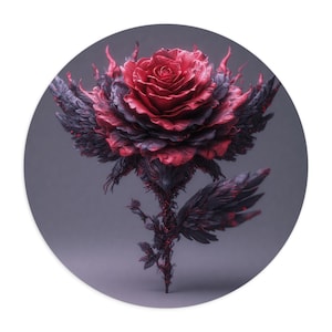 Gothic Rose Maus Pad, Rabenflügel Büro Schreibtisch Matte, gruselige Goth Accessoires, alternatives Wohndekor, einzigartiges Geschenk für Sie, Halloween Dekor