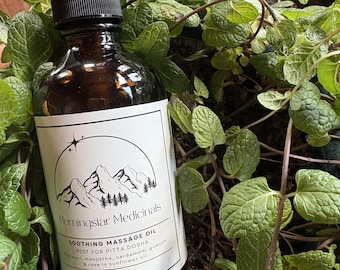 Aceite de masaje calmante: aceite corporal ayurvédico Pitta Dosha con Shatavari, Manjistha, rosa, cardamomo y guduchi