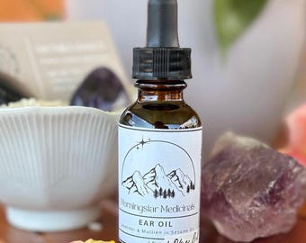 Aceite de oídos ayurvédico de gordolobo y lavanda: mezcla calmante de aceite de oliva y hierbas