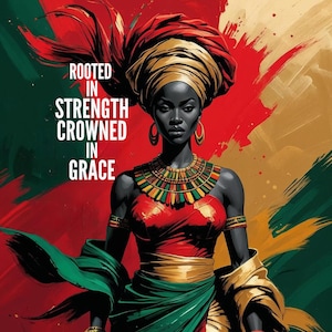 Radiant Black Queen Art Print for Afrocentric Home Decor - Celebrating African Woman Power