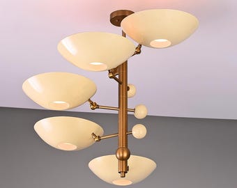 スプートニクシャンデリア：ミッドセンチュリーモダン真鍮製イタリアン