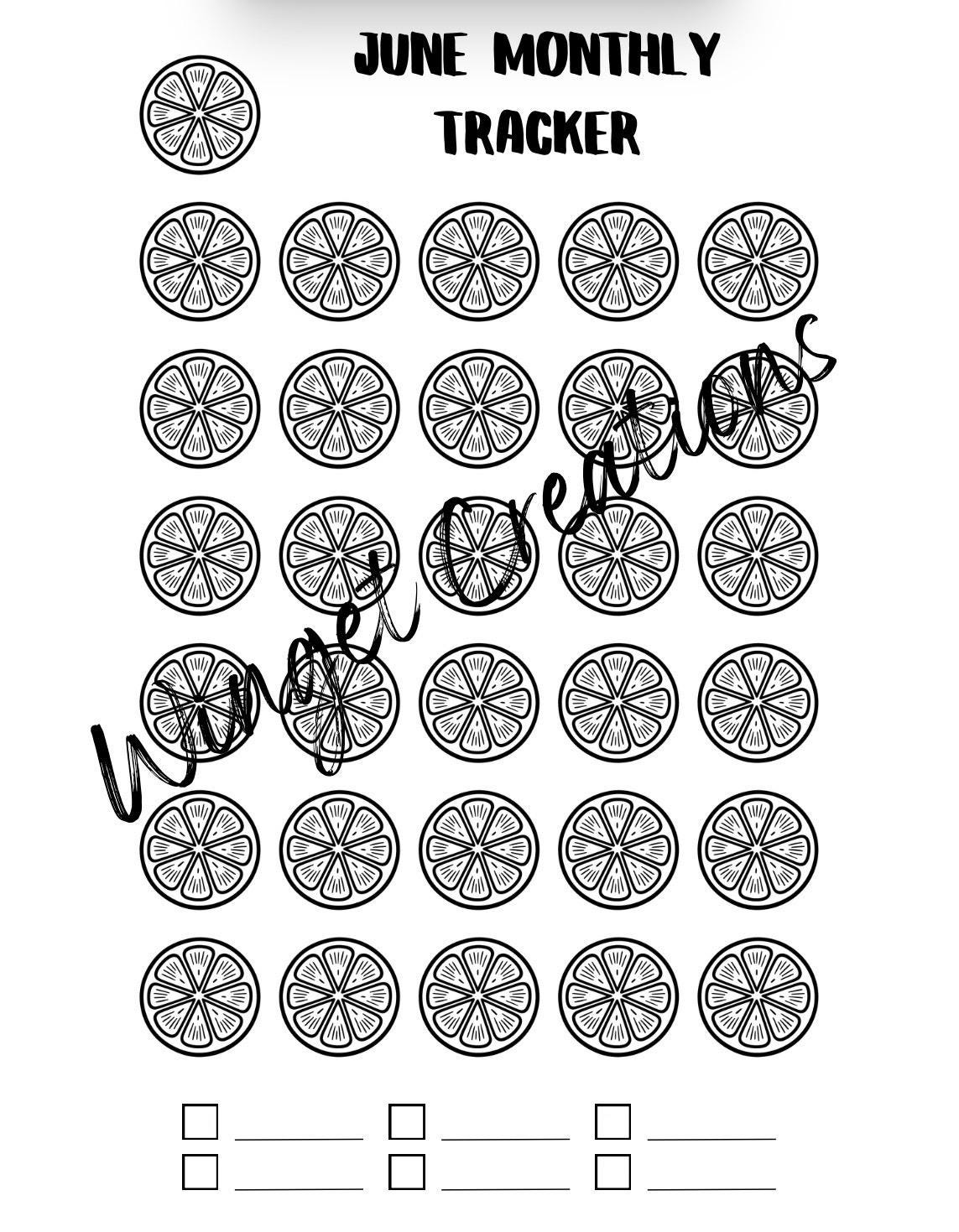 June (fruit) Themed Printable Monthly Mood Tracker (digital Download ...