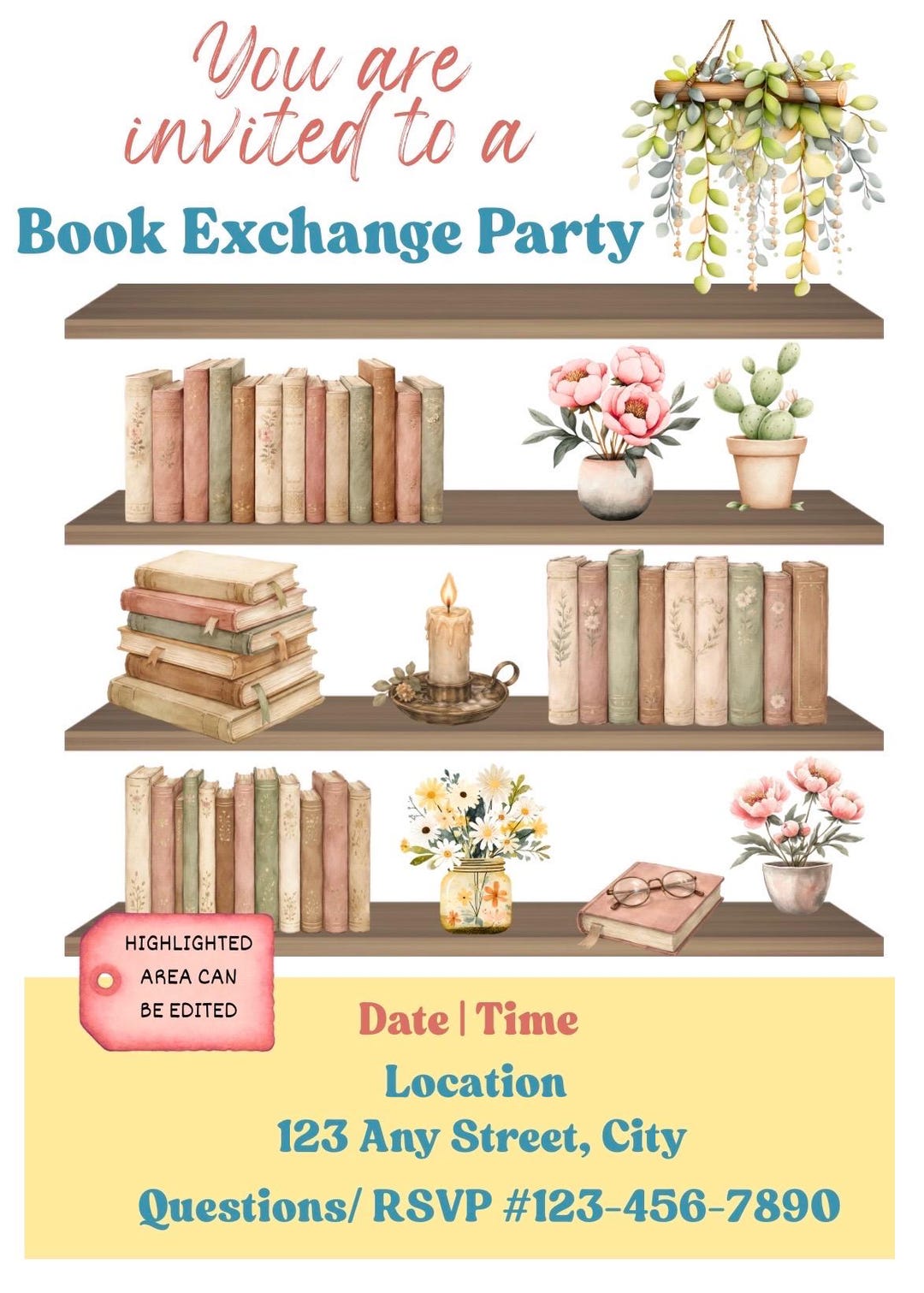 Editable Book Club Invitation - Printable Template - Etsy