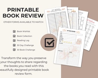 Printable Book Review Page 8x10 (digital download) *