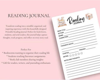Printable Reading Journal – Track, Reflect, and Enjoy Every Book (digital download) *