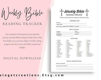 Printable Bible Reading Tracker Form 8x10 (digital download) *