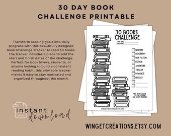 30 Book Challenge Tracker **MINIMALIST** (Printable)