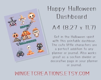 Happy Halloween Dashboard Printable | Planner Dashboard A4 | Digital Download)