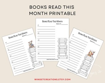 Printable Monthly Book Tracker | Instant Download **2 Sizes & 3 Styles Included**