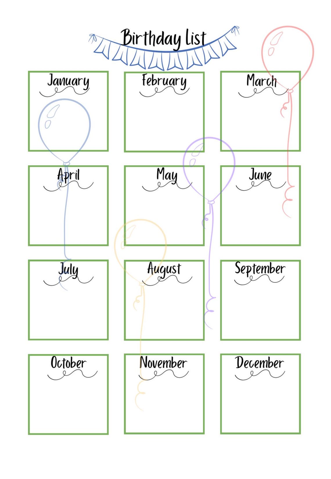 Printable Birthday List (A4) - Etsy